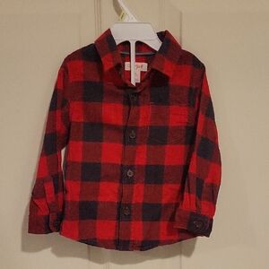 Cat & Jack Red and Black Plaid Kids Shirt